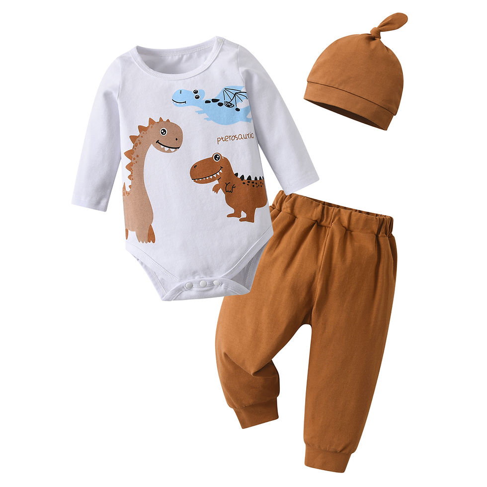 Thumbnail: Newborn Infant Baby Boy Long Sleeve Clothes Set Animal Printed Thin Cotton Rompe