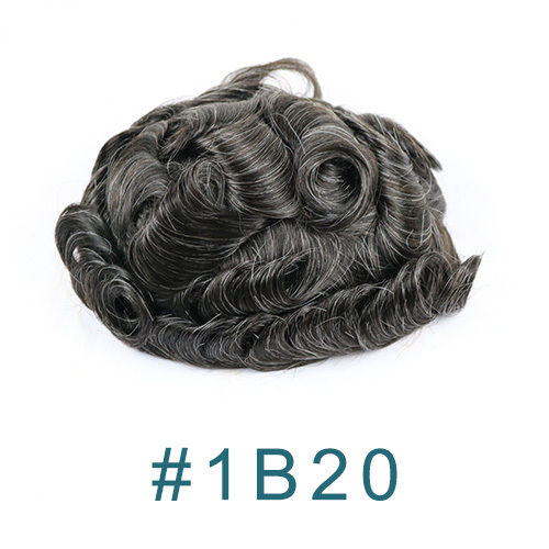 Thumbnail: 100% Human Hair Men Toupee Natural Hairline