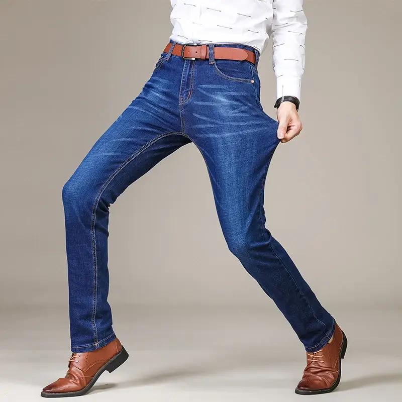Thumbnail: Men's Fashion Business Jeans Classic Style Casual Stretch Slim Jean Pants Male B
