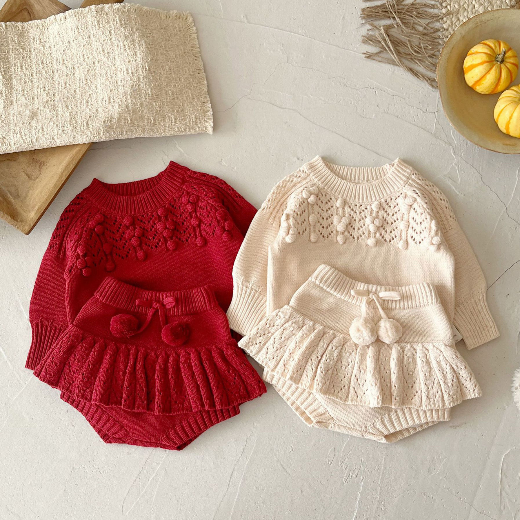 0-3T Newborn Kid Baby Girl Winter Clothes Knit Thick Warm Sweater Elegant Polka