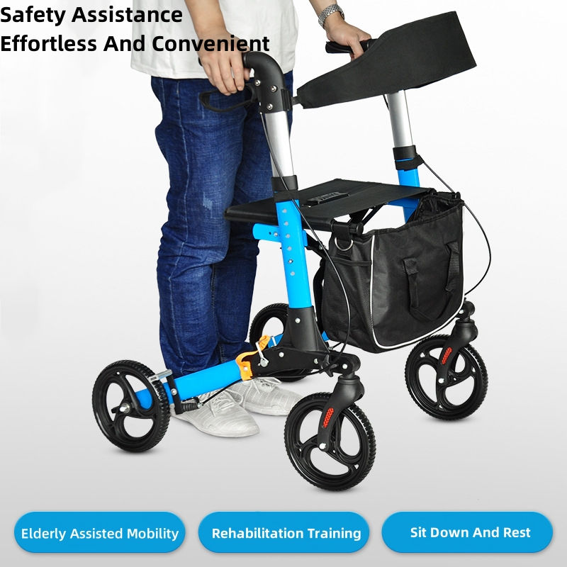 Thumbnail: Elderly Disabled Rehabilitation Walking Assist Rollator Walker Aluminum Alloy Fo