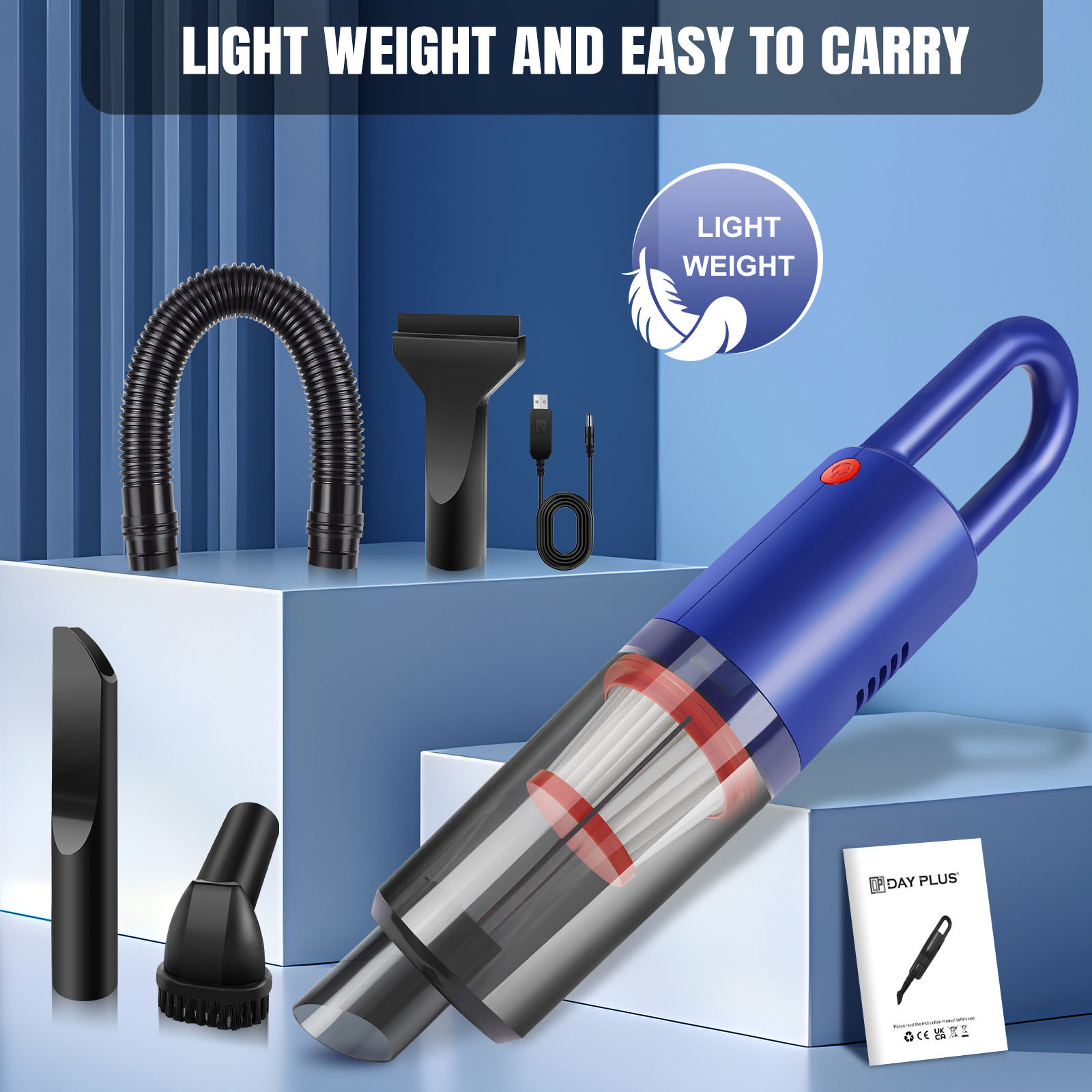 Wireless Portable Car & Home Vacuum Cleaner, 6200Pa Strong Suction, 50W High Pow