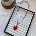 Thumbnail: New Heart Pendant Necklace Adjustable Pull-out Sweater Chain Accessory