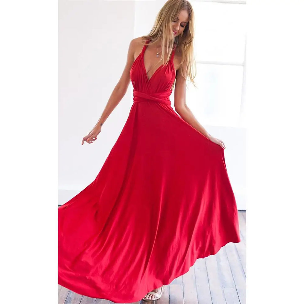 Thumbnail: Sexy Women Multiway Wrap Convertible Boho Maxi Club Red Dress Bandage Long Dress