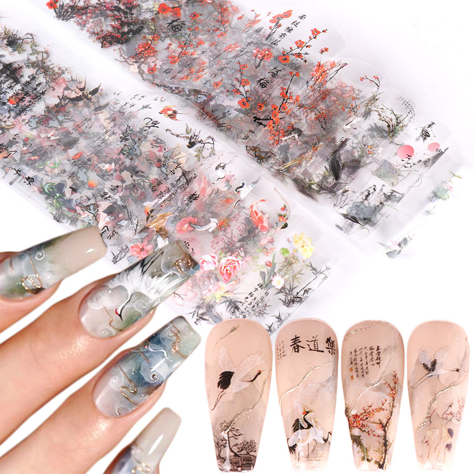 Thumbnail: 10pcs Nail Foils Matte Mirror Metal Gold Silver Starry Paper Gel Polish Transfer