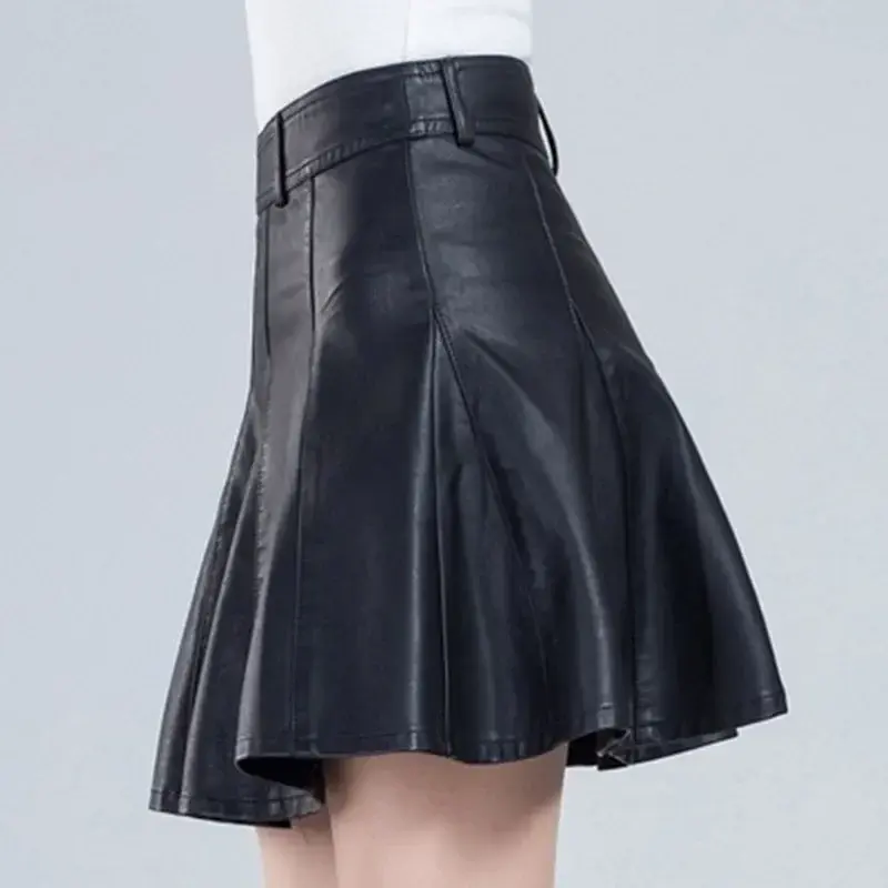 Thumbnail: Woman Skirts Elegant Plus Size New Fashion Korean Style Genuine Real Leather Ski