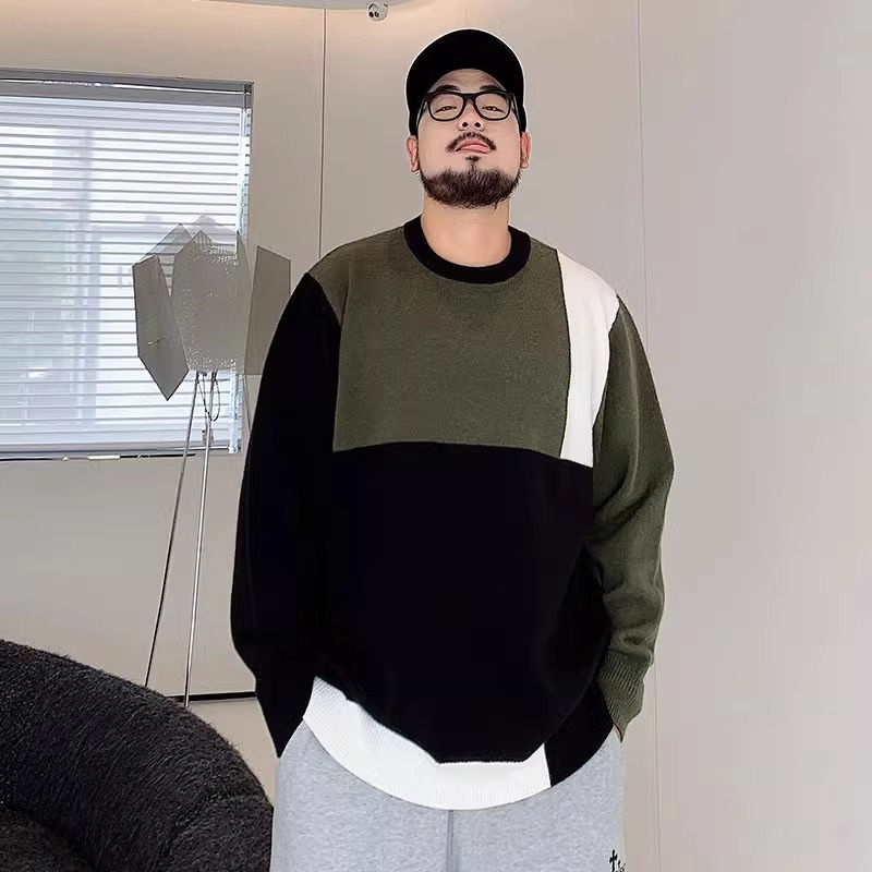 Thumbnail: Trendy Brand plus size Men's Autumn and Winter Fake Two-piece Sweater Pullover F