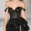 Thumbnail: Fashionable Black Sequin Ruffled Evening Dress for Wedding Party Dress Side Slit