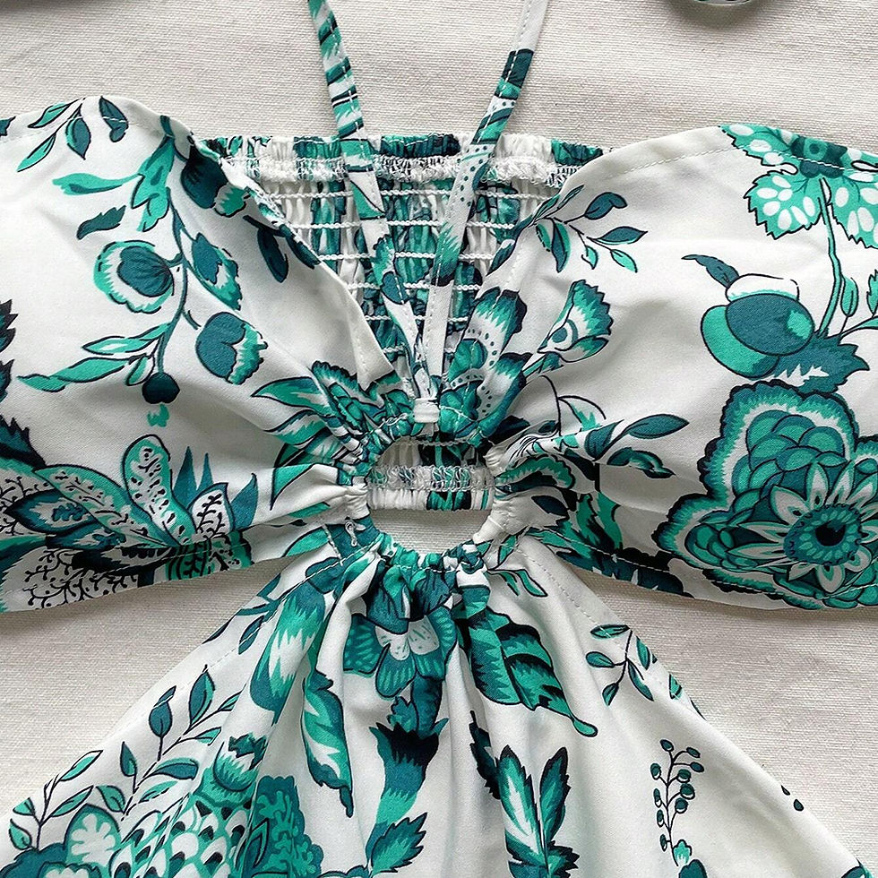 Thumbnail: Mia Muse Dresses Spring Summer Sexy Decent Floral Sleeveless Halter Neck Mini Va