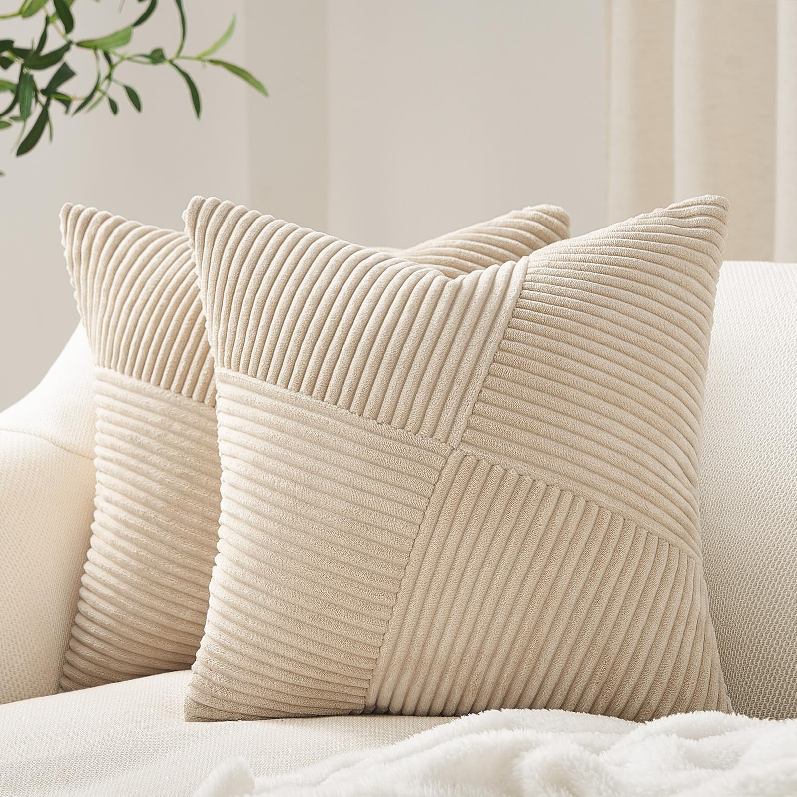 2025 New Spring Decorative Throw Pillow Covers Corduroy Boho Windmill Textured C