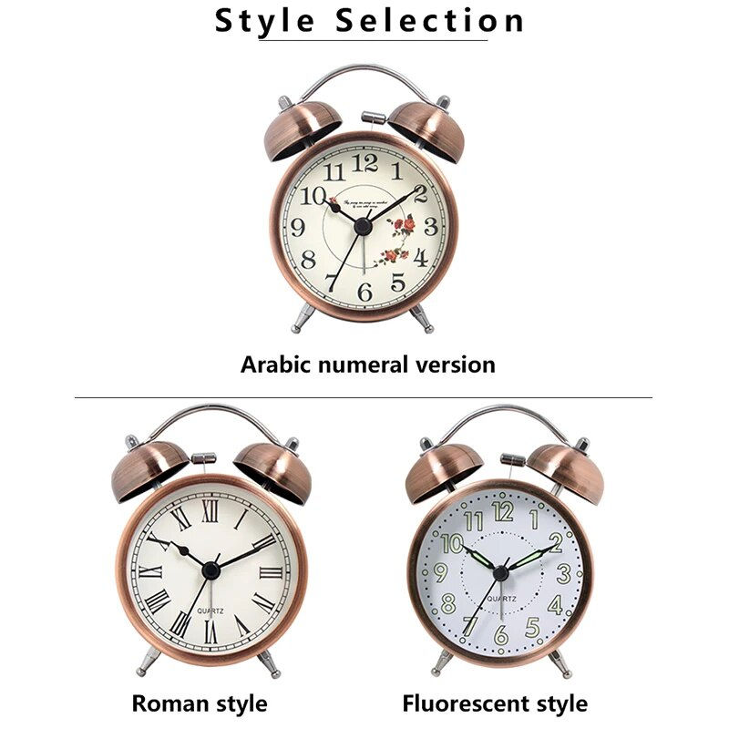 Thumbnail: 1pc Nordic Retro Metal Alarm Clock, Creative Decoration Table Clock Desktop Mini