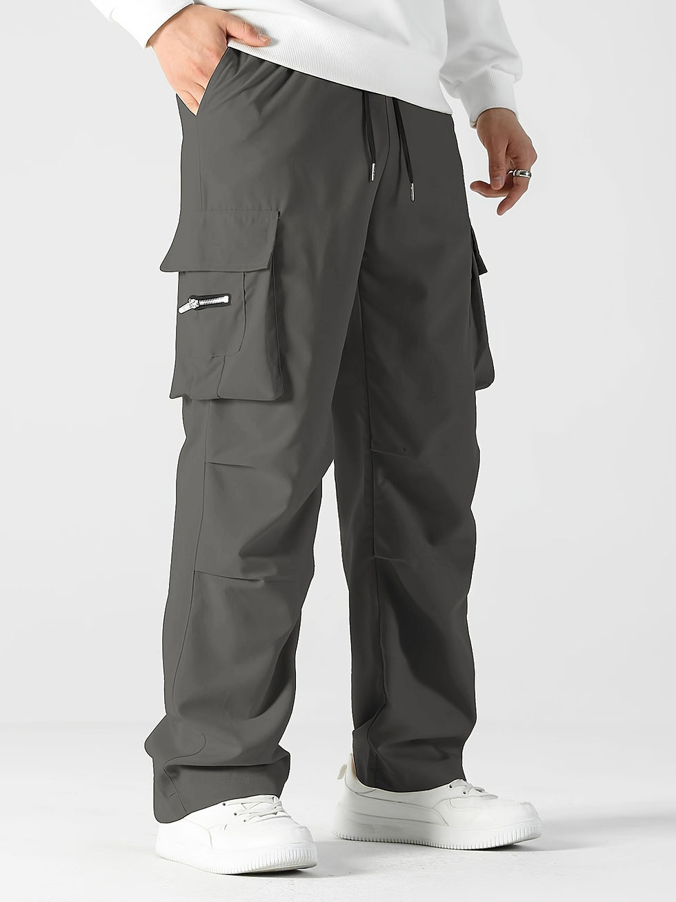 Thumbnail: Casual Loose Fit Cargo Pants - Men's Stylish with Multiple Pockets for Spring/Fa