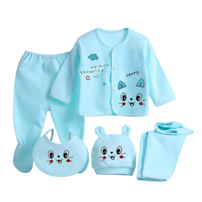 Thumbnail: 0-3 Months Baby Newborn Top Set Boy Girls Cartoon Print Cotton Trousers Hat Tops