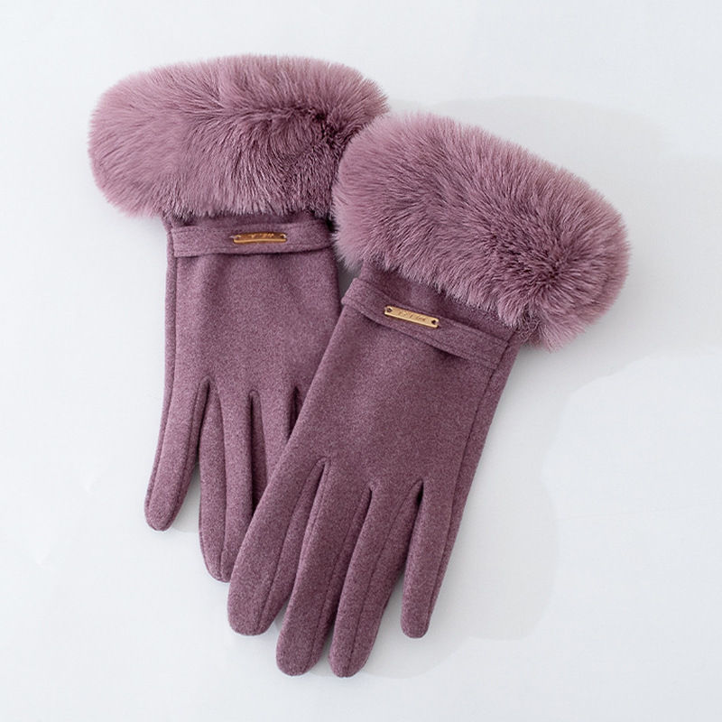 Thumbnail: Women's Warm Gloves, German Velvet, Windproof and Cold-Proof, Touch Screen Cycli