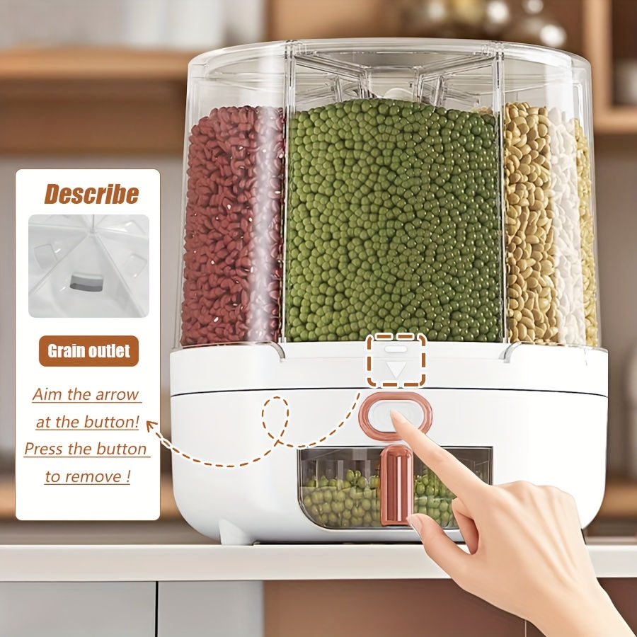 Thumbnail: 6-Compartment 360° Rotating Airtight Food Storage Container - Moisture-Proof fo