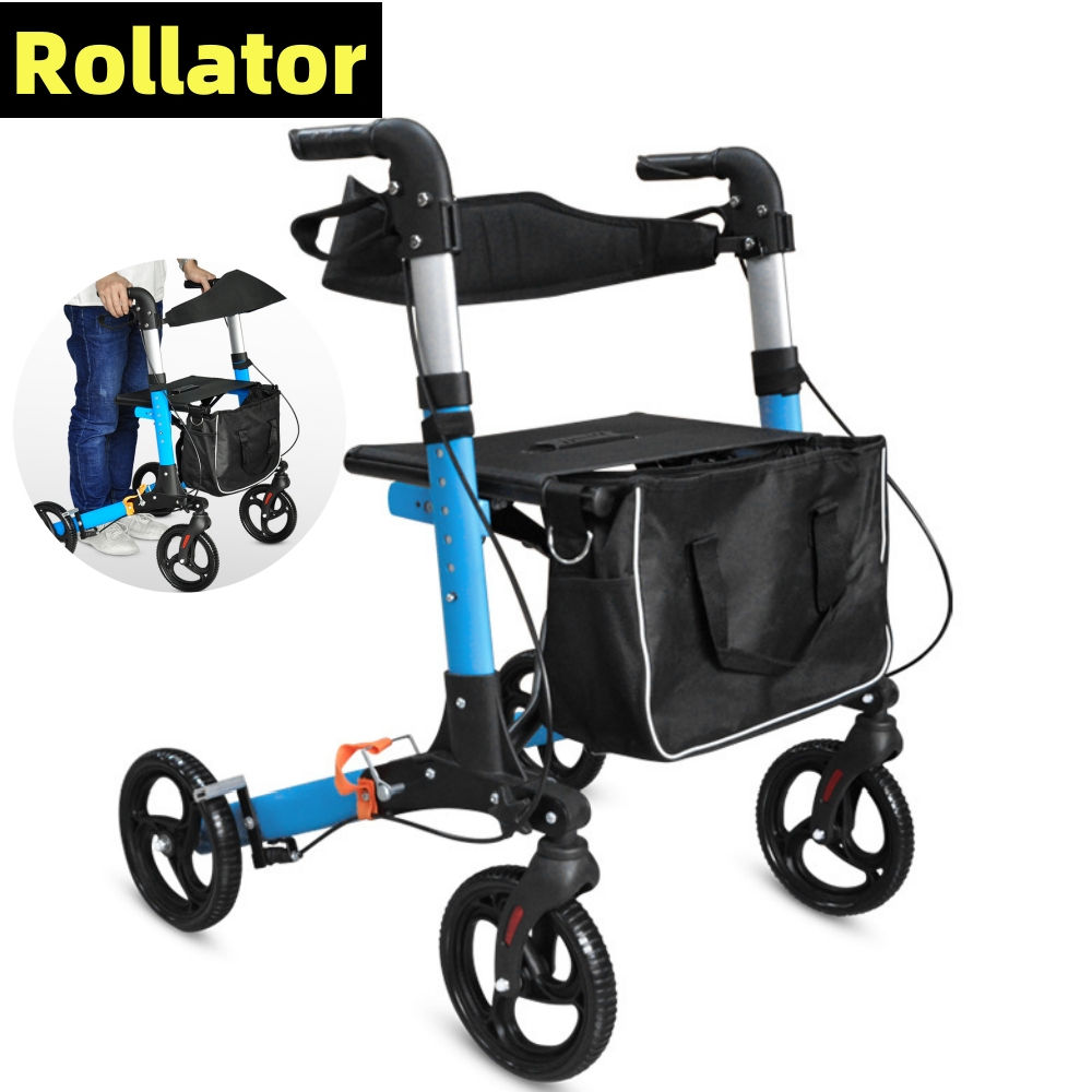 Elderly Disabled Rehabilitation Walking Assist Rollator Walker Aluminum Alloy Fo