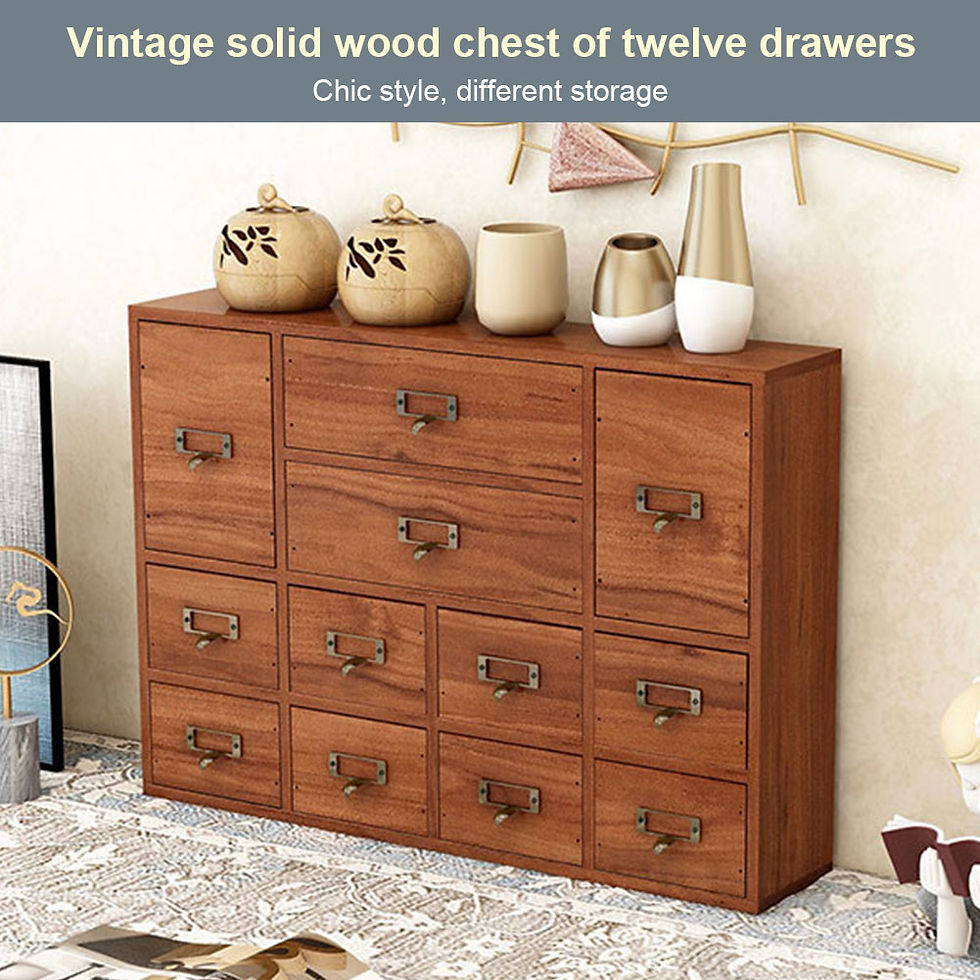 Thumbnail: 12 Drawer Wooden Apothecary Cabinet with Label Slot & Metal Handle Desk Drawer O