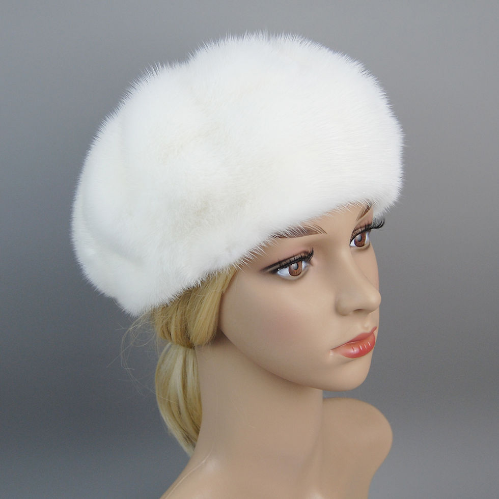 Thumbnail: Hot Sale Full Pelt Luxurious Women Real Mink Fur Hats Winter Warm Fur Caps Fashi