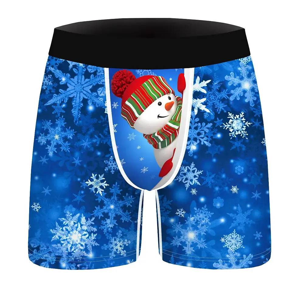 Thumbnail: Men's Christmas Boxers Briefs 3D Funny Printed Humorous Boxer Shorts Soft Stretc