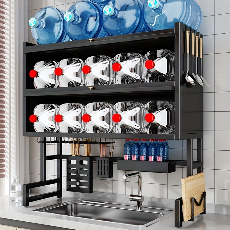 Thumbnail: Dish Rack with Utensil Holder for Sink - Dustproof Carbon Steel Organizer for Pl