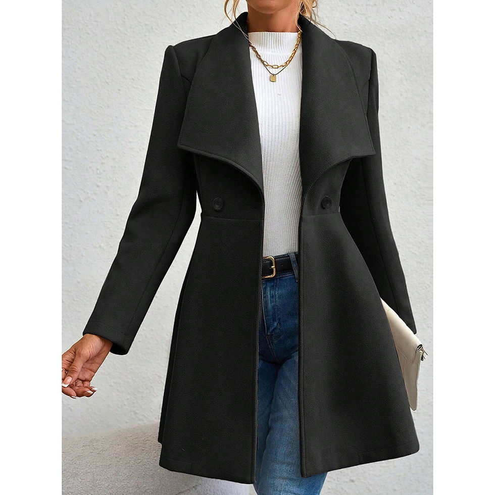 Thumbnail: Mia Muse Women's Coats Winter Solid Color Long Sleeve Lapel Button-Up Work Coats
