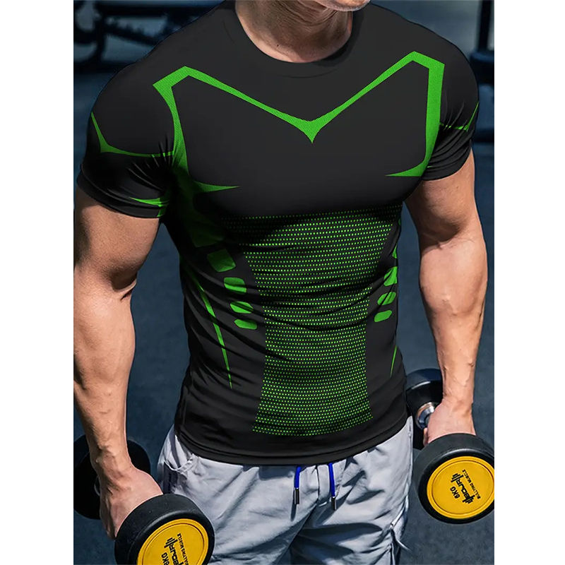 Thumbnail: Compression T Shirt New Men Summer Sportswear Running T-shirt Elastic Quick Dry 