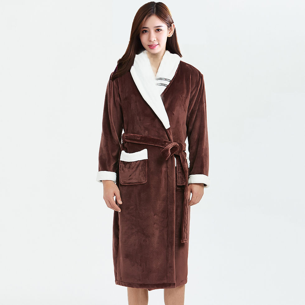 Thumbnail: Thickened Flannel Bathrobe Gown / Loungewear / Dressing Gown