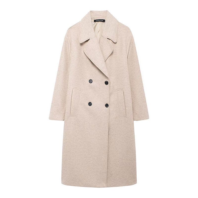 Thumbnail: Winter Coat For Women 2024 Solid Lapel Double Breasted Long Cardigan Top Female 