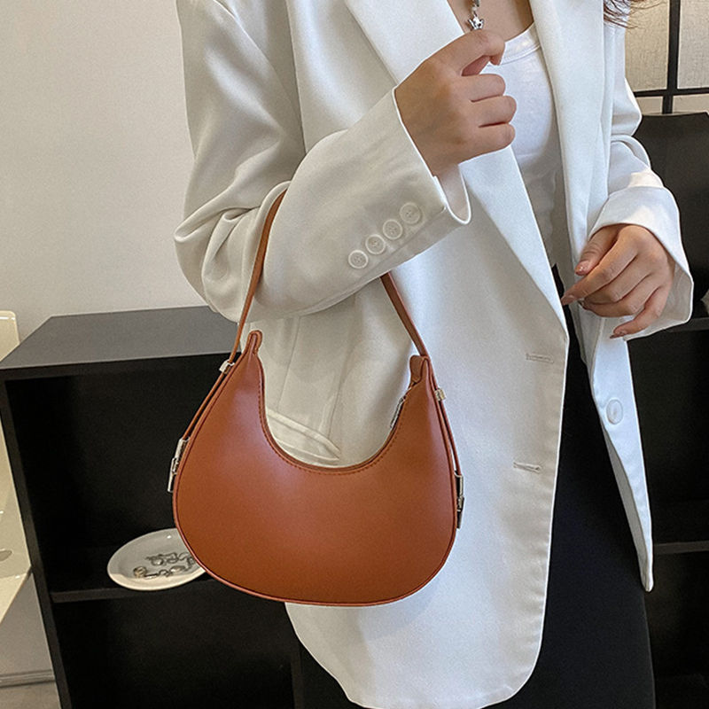 Thumbnail: Solid Color Half-moon Bags for Women
