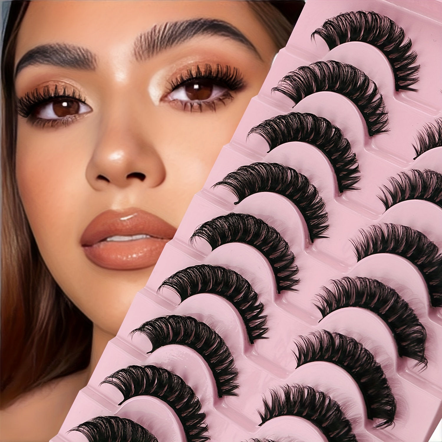 10 Pairs 5D Faux Mink Eyelashes - Reusable, Fluffy, Natural Foxy Eye Look with D