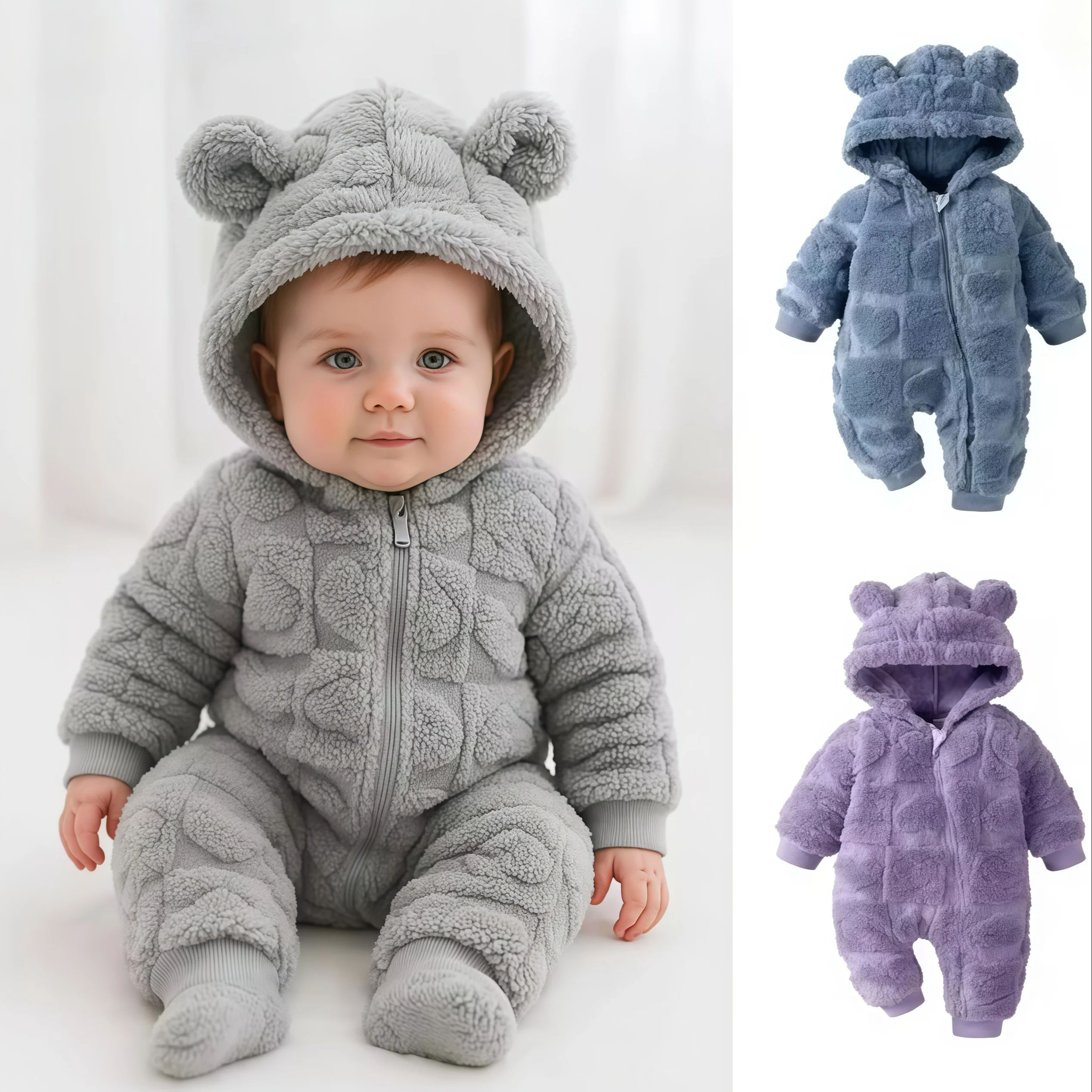 0-18 Months Newborn Baby Romper Winter Thicken Flannel Warm Clothes Infant Boy G