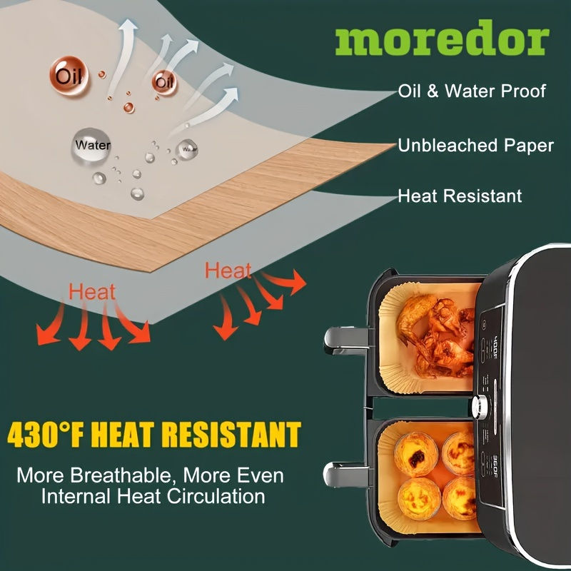 Thumbnail: 1422 Silicone Oil Paper Rectangular Air Fryer Paper Tray 50/100/200pcs Disposabl