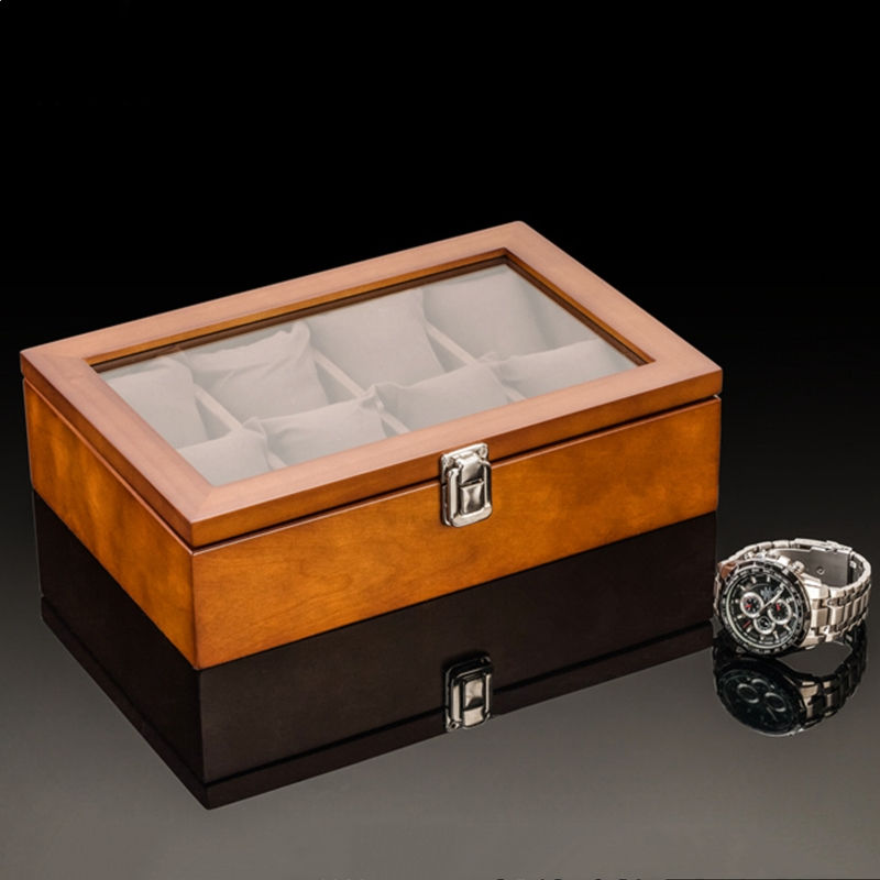 Thumbnail: Wood Watch Organizer With Glass Display For Men