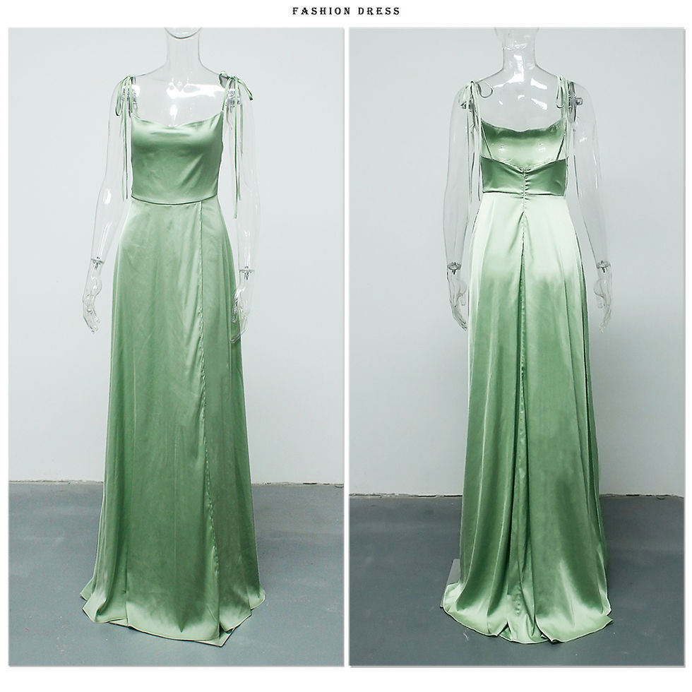 Thumbnail: Romagic Sexy Mint Backless LaceUp Bridesmaid Dress Evening Gown Satin Slip Slit 