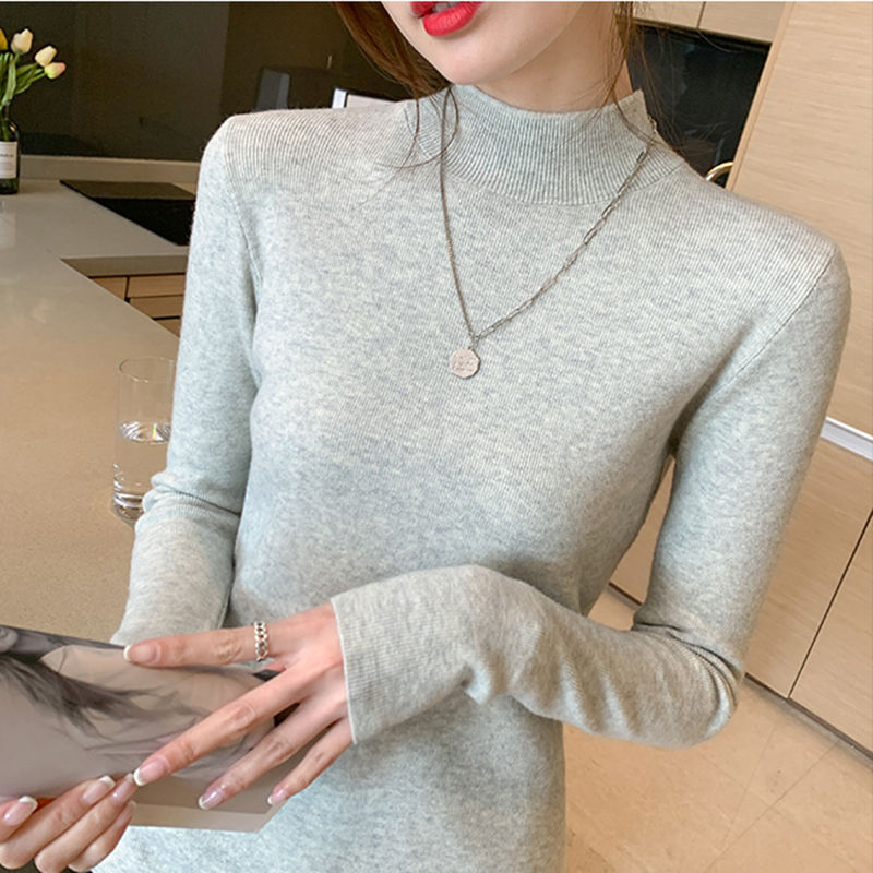 Thumbnail: AOSSVIAO Turtleneck Sweater Women Fashion 2024 New Stretch Tops Women Knitted Pu