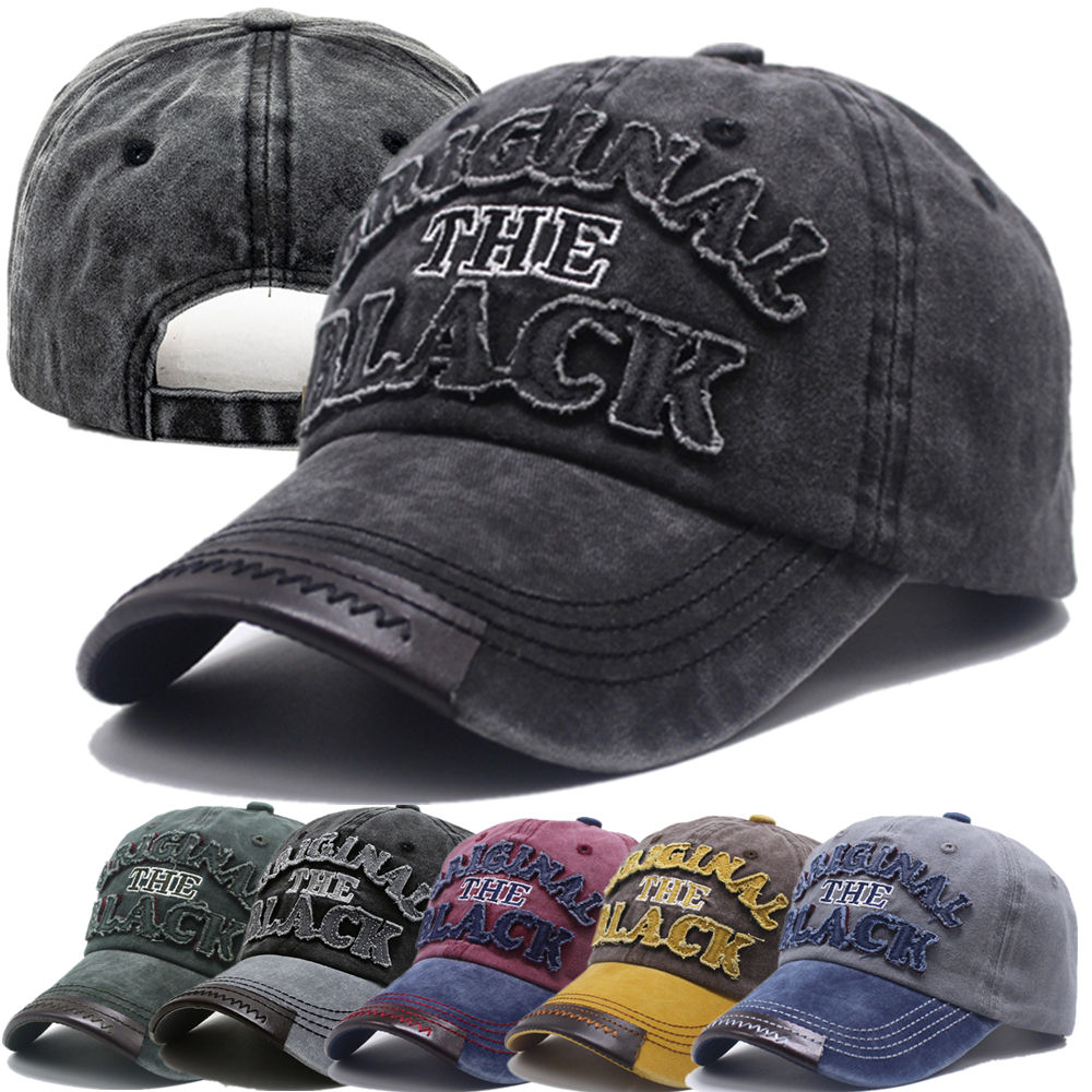 Unisex Vintage Baseball Cap Cotton Hats For Men Women Casual 3D Black Letter Emb