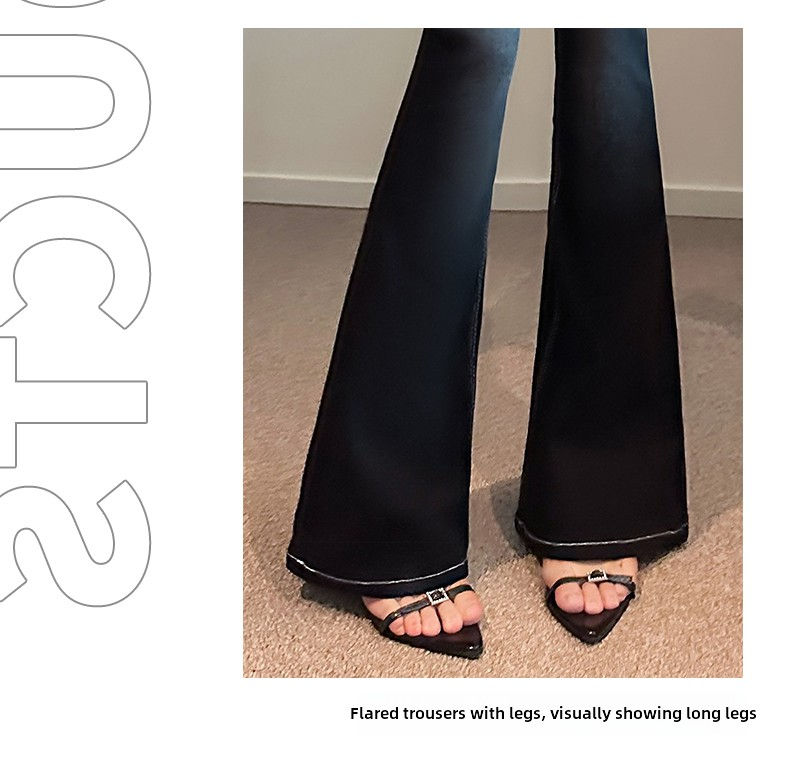 Thumbnail: High Waist Bell Bottom Jeans Women's Elastic Casual Cotton Denim Pants Flared Lo