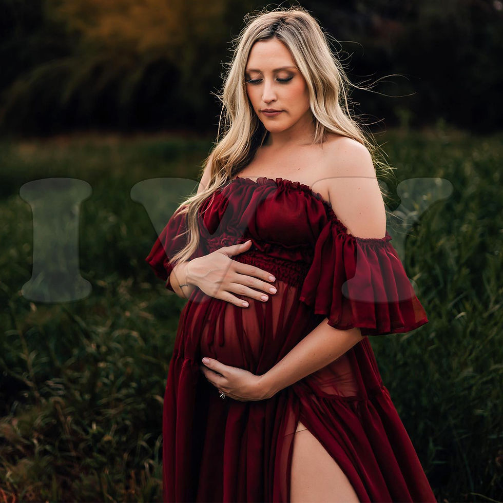 Thumbnail: Pregnant Women Photoshoot Outfit For Women Ruffle Edge Short Sleeved Off Shoulde