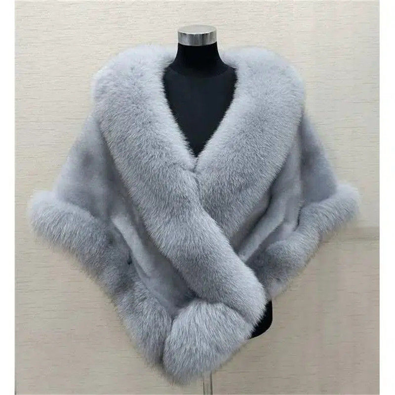 Thumbnail: White Fur Shawl Jacket