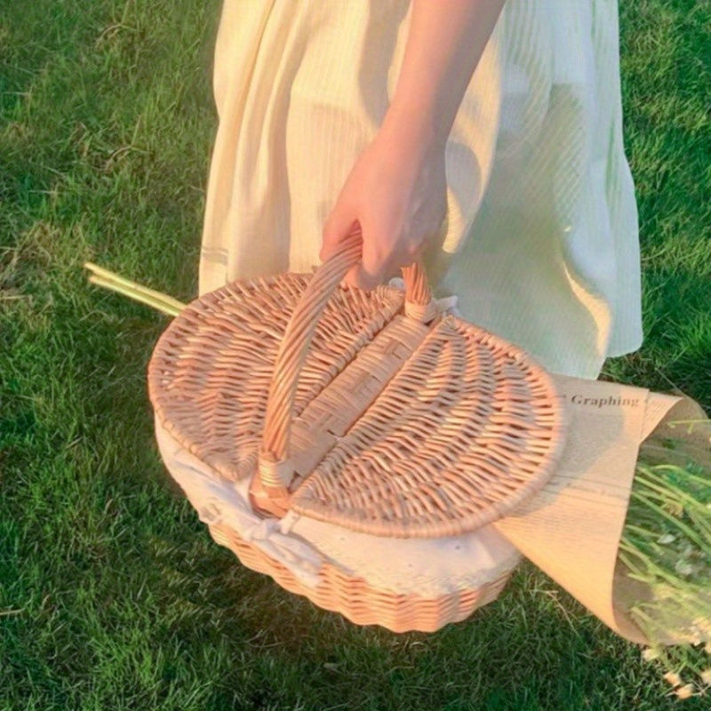 Thumbnail: [2-Person Rattan Basket] 2-Person Spring Picnic Rattan Basket with Lid | Double 