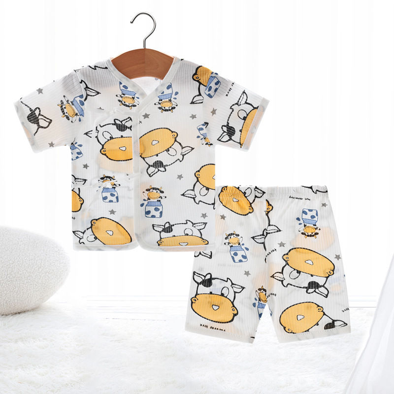 Thumbnail: Newborn Baby Clothes Set Cotton Tops Pants Hat Gloves Socks Summer Outfit Infant