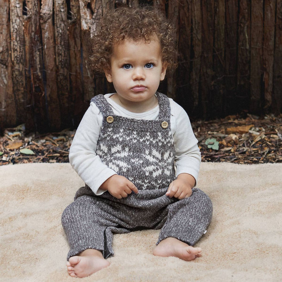 Thumbnail: 2025 New Clothes Matching Winter Baby Overalls Thick Snowflake Knit Gray Jumpsui