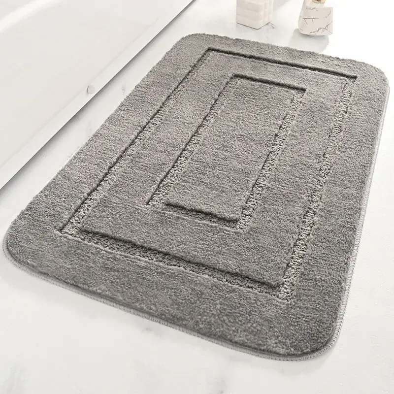 Thumbnail: Bathroom Rug Microfiber Shaped Absorbing Non Skid Solid Color Lavatory Carpet Wa