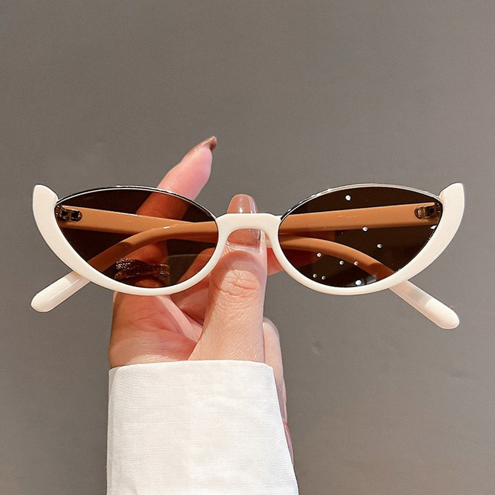 Half-frame Small Cat Eye Sunglasses Women Trendy Vintage Composite Shades Eyewea