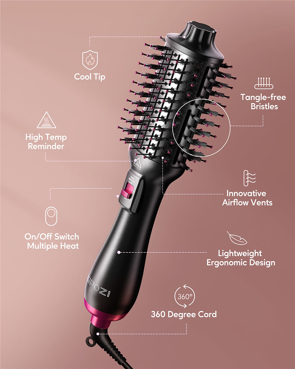 Thumbnail: KIPOZI Hot Air Brush 4 in 1 Hot Air Comb Reduces Frizz Static Electricity Hair D