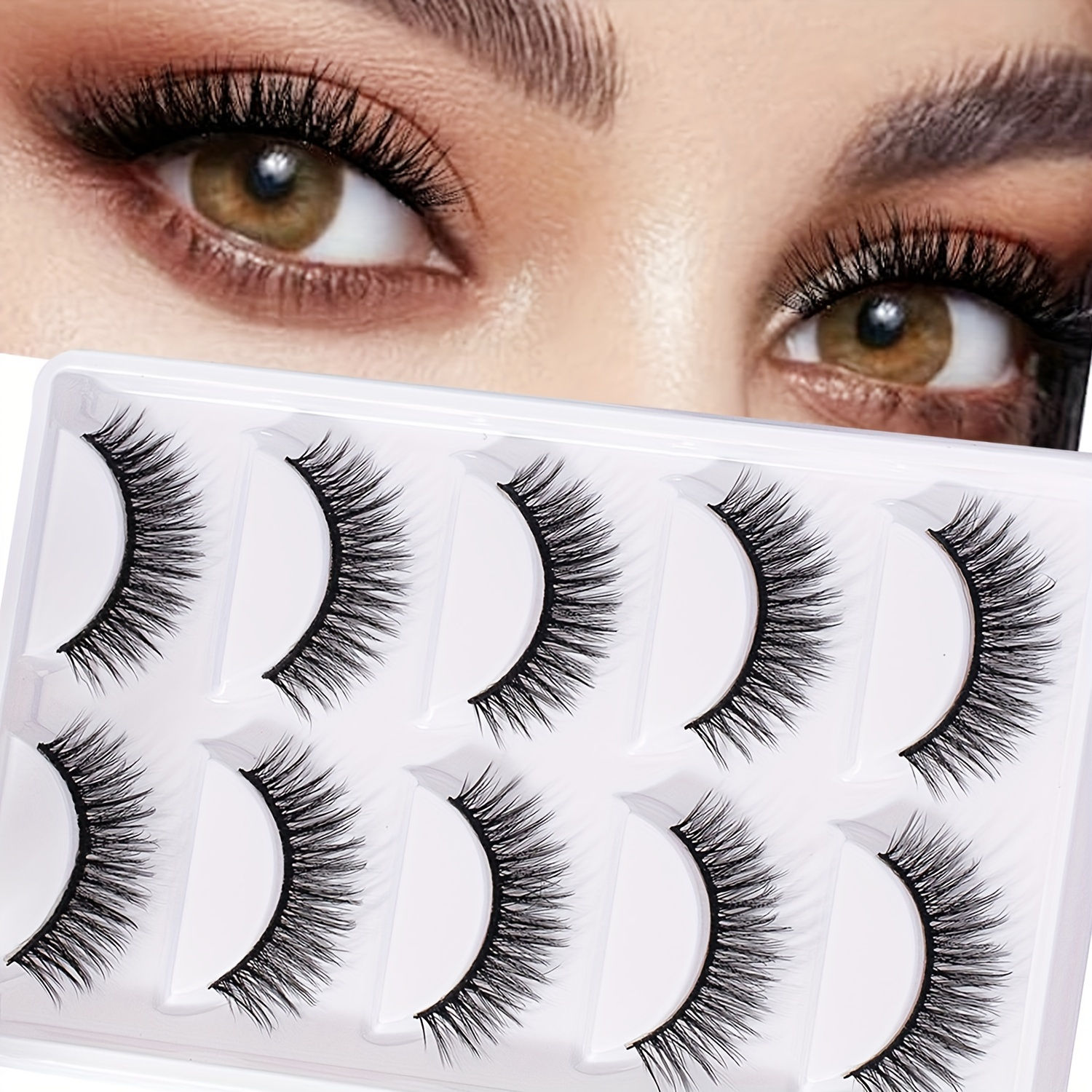 False Eyelashes5 Pairs of Thick Roll Warped Cross Fish Tail Style False Eyelashe