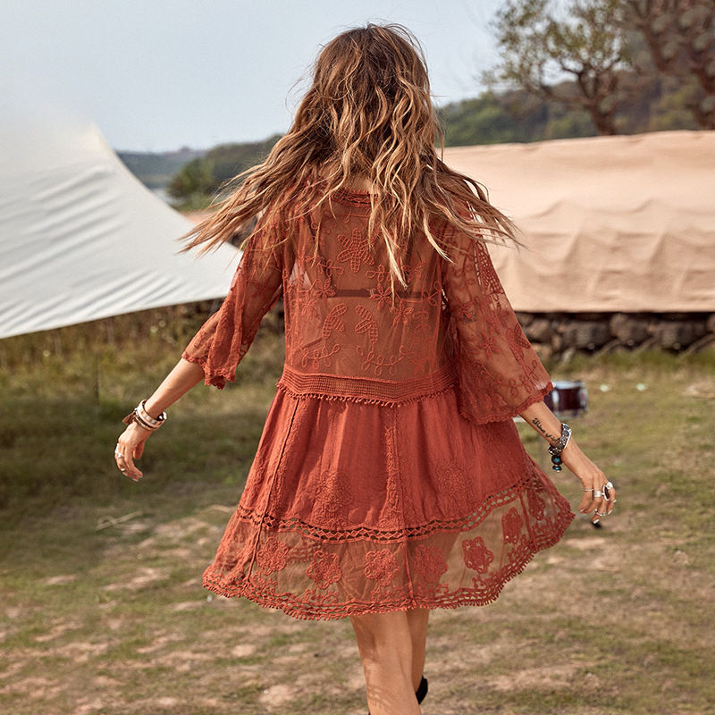 Thumbnail: Beach Cover Up V-neck Women Beach Tunic