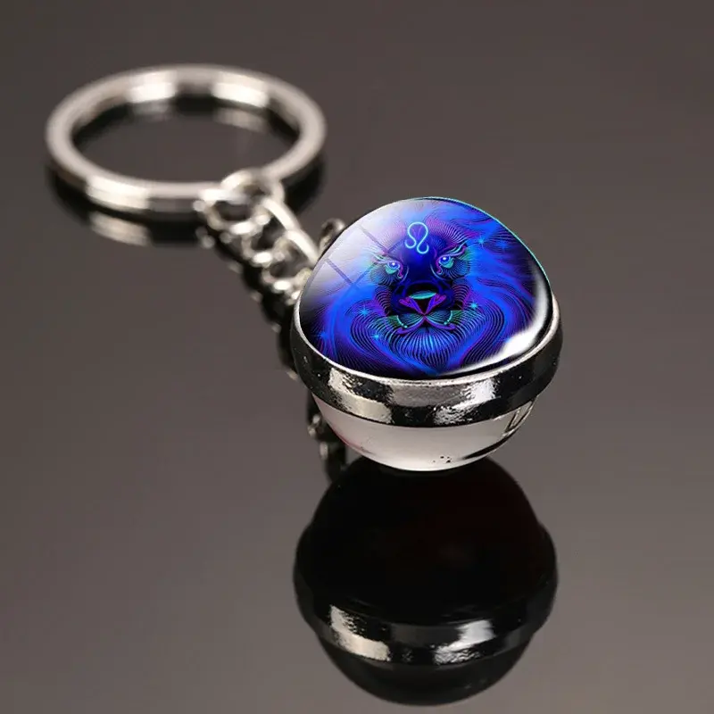 Thumbnail: Constellation Key Ring Time Stone Double-Sided Glass Ball Metal Keyc