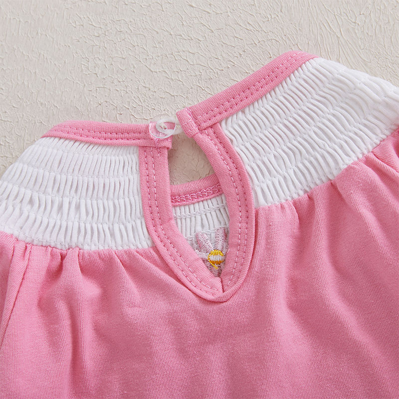 Thumbnail: Infant Baby Girl Outfit Long Sleeve Smocked Floral Embroidered Bubble Romper New