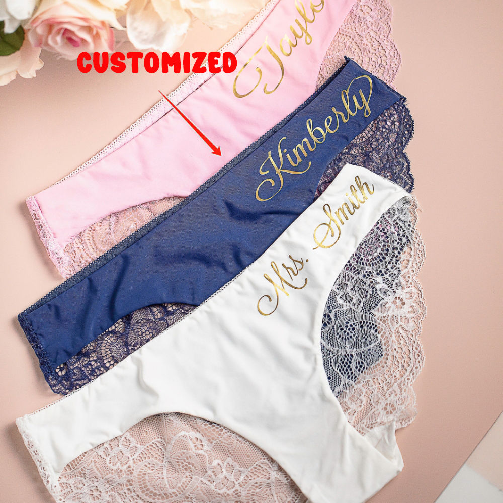 Personalized gift for her Bride Panties Lace Wedding Underwear Bridal Shower Gif